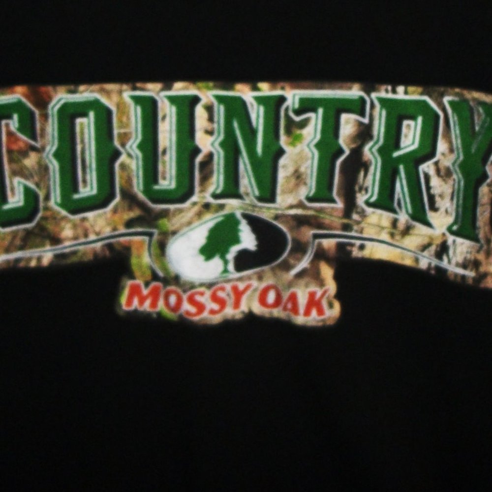 Gently Worn Black Mossy Oak Country Tee Shirt XXL